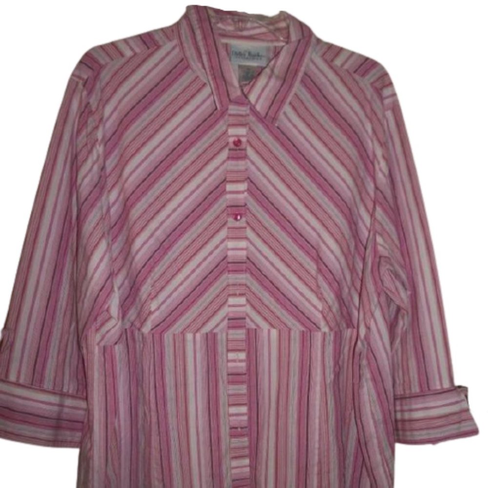--- Delta Burke Pink Striped Shirt Size 16